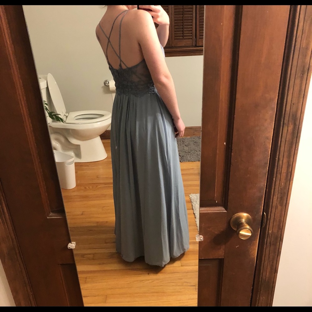 NWT Azazie Ginger Allure Bridesmaid Dress Dusty Blue - Picture 6 of 10